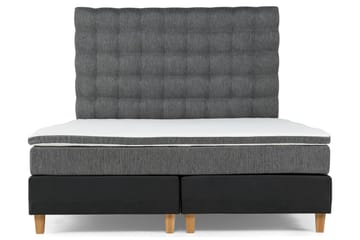 Komplett sängpaket Romance Lyx 180 Svart PU/Tyg Ek Fyrkantig - Grå - Möbler - Säng - Kontinentalsäng