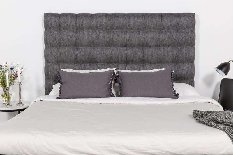 Komplett sängpaket Romance Lyx 180 Svart PU/Tyg Ek Fyrkantig - Grå - Möbler - Säng - Kontinentalsäng