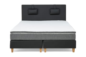 Komplett sängpaket Romance Lyx 180 Svart PU/Tyg Ek Fyrkantig - Grå - Möbler - Säng - Kontinentalsäng