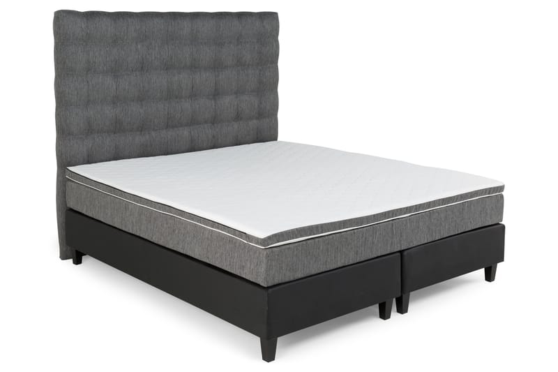 Komplett Sängpaket Romance Lyx 180x200 Konstläder/Tyg - Svart|Ljusgrå - Möbler - Säng - Kontinentalsäng