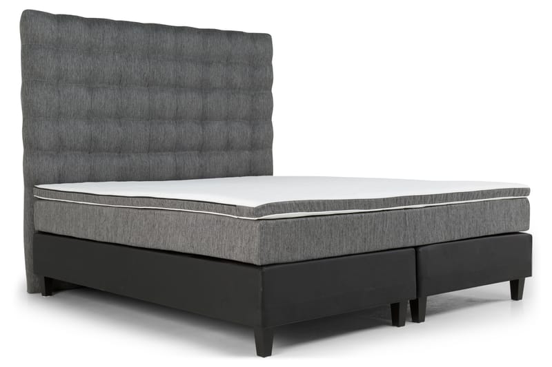 Komplett Sängpaket Romance Lyx 180x200 Konstläder/Tyg - Svart|Ljusgrå - Möbler - Säng - Kontinentalsäng