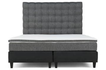 Komplett Sängpaket Romance Lyx 180x200 Konstläder/Tyg - Svart|Ljusgrå - Möbler - Säng - Kontinentalsäng