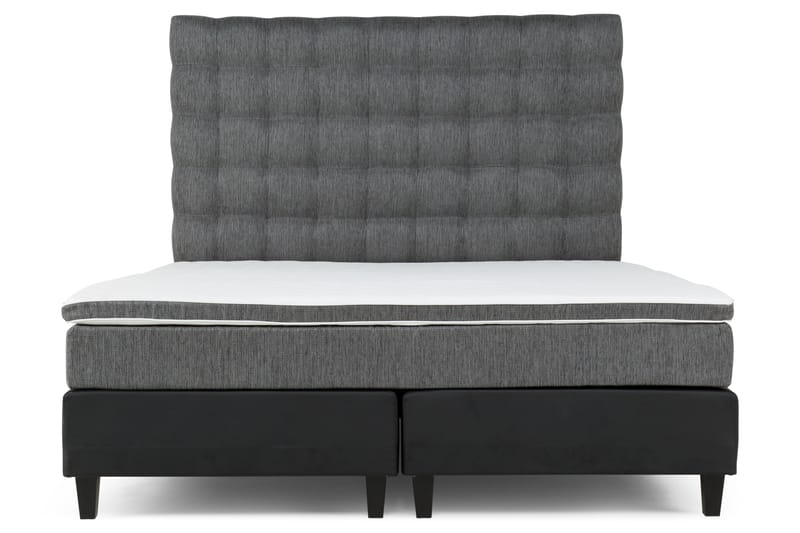 Komplett Sängpaket Romance Lyx 180x200 Konstläder/Tyg - Svart|Ljusgrå - Möbler - Säng - Kontinentalsäng