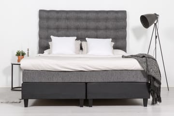 Komplett Sängpaket Romance Lyx 180x200 Konstläder/Tyg - Svart|Ljusgrå - Möbler - Säng - Kontinentalsäng