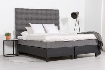 Komplett Sängpaket Romance Lyx 180x200 Konstläder/Tyg - Svart|Ljusgrå - Möbler - Säng - Kontinentalsäng