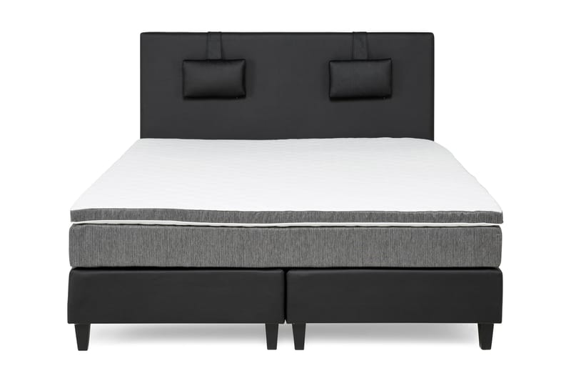 Komplett Sängpaket Romance Lyx 180x200 Konstläder/Tyg - Svart|Ljusgrå - Möbler - Säng - Kontinentalsäng
