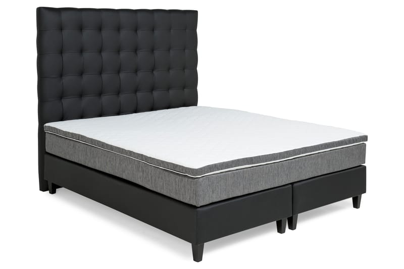 Komplett Sängpaket Romance Lyx 180x200 Konstläder/Tyg - Svart|Ljusgrå - Möbler - Säng - Kontinentalsäng