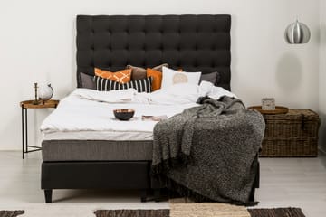 Komplett Sängpaket Romance Lyx 180x200 Konstläder/Tyg - Svart|Ljusgrå - Möbler - Säng - Kontinentalsäng