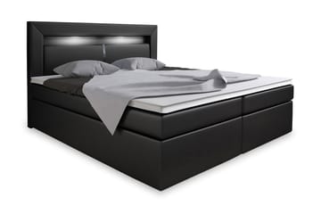 Komplett Sängpaket Pisa 160x200 med Förvaring+LED Sänggavel - Svart - Möbler - Säng - Komplett sängpaket