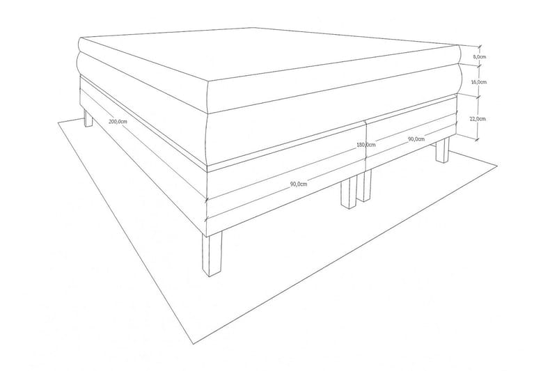 Kontinentalsäng Candela 180x200 - Ljusgrå - Kontinentalsäng - Dubbelsäng - Komplett sängpaket