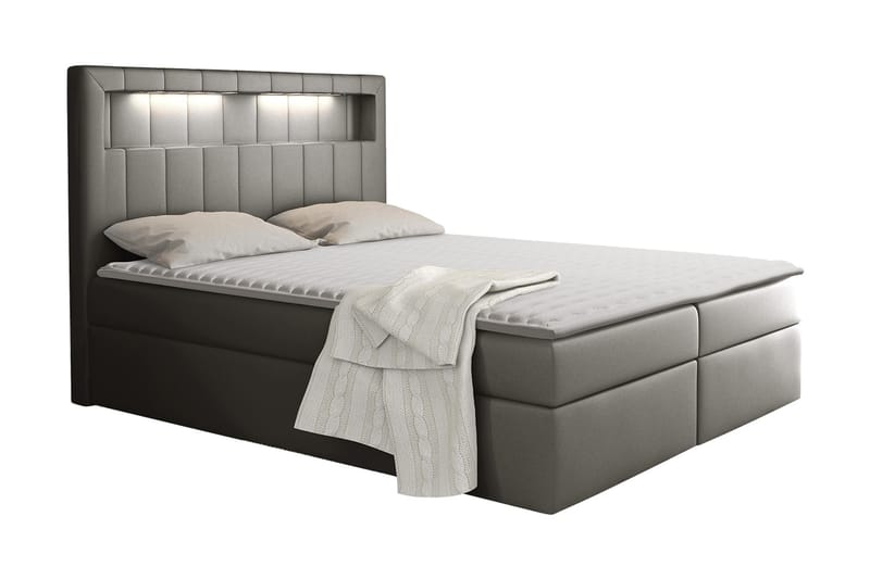 Kontinentalsäng Carrubbo 120x200 cm - Grå - Komplett sängpaket - Säng med förvaring