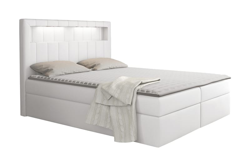 Kontinentalsäng Carrubbo 200x200 cm - Vit - Komplett sängpaket - Säng med förvaring