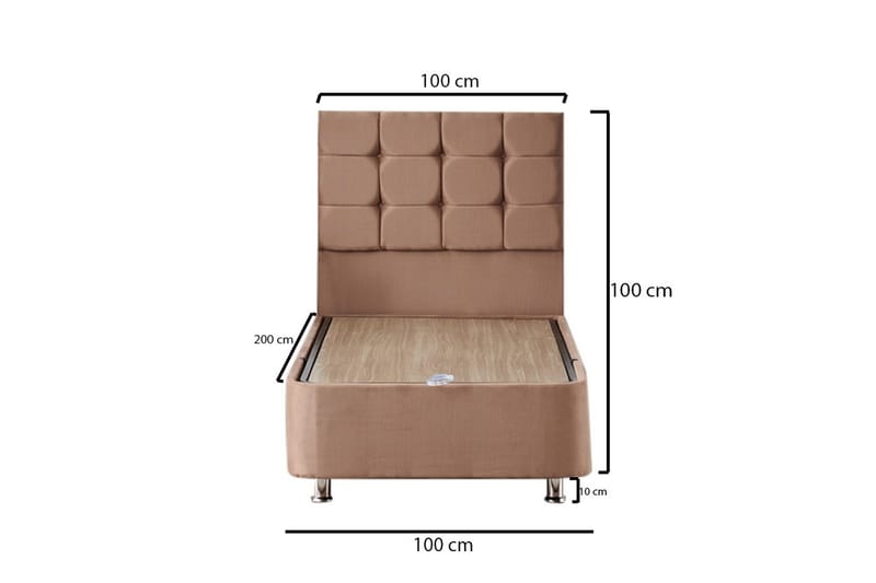 Kontinentalsäng Eathelin 100x200 cm - Ljusbrun - Möbler - Säng - Komplett sängpaket