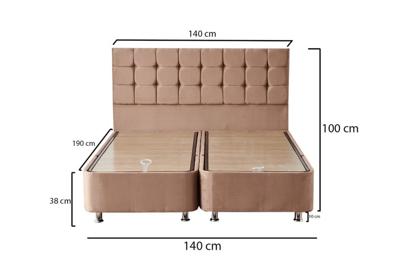 Kontinentalsäng Eathelin 140x190 cm - Ljusbrun - Kontinentalsäng - Komplett sängpaket