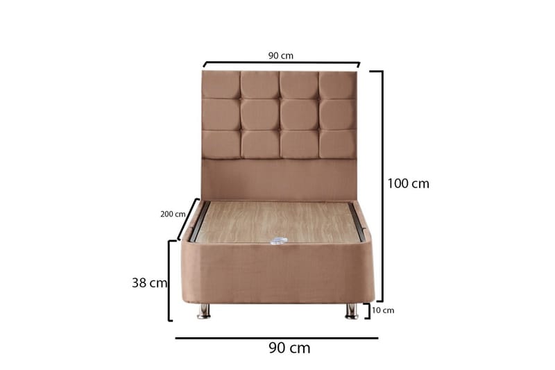 Kontinentalsäng Eathelin 90x200 cm - Ljusbrun - Kontinentalsäng - Komplett sängpaket