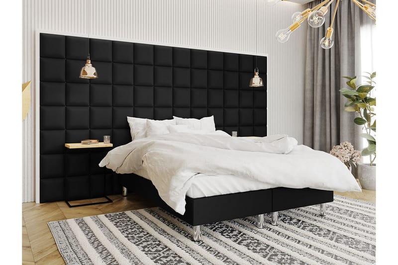 Kontinentalsäng Forenza 140x200 cm+Panel 30 cm - Svart - Möbler - Säng - Komplett sängpaket