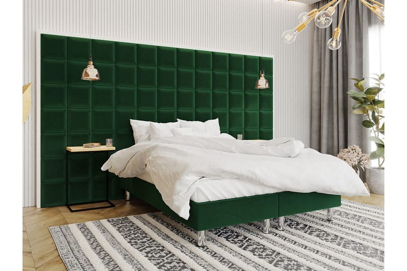 Kontinentalsäng Forenza 160x200 cm+Panel 30 cm - Grön - Komplett sängpaket