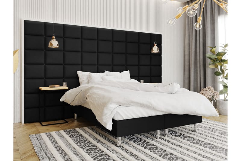 Kontinentalsäng Forenza 160x200 cm+Panel 40 cm - Svart - Möbler - Säng - Komplett sängpaket