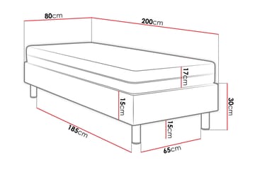 Kontinentalsäng Forenza 80x200 cm+Panel 40 cm - Svart - Möbler - Säng - Komplett sängpaket