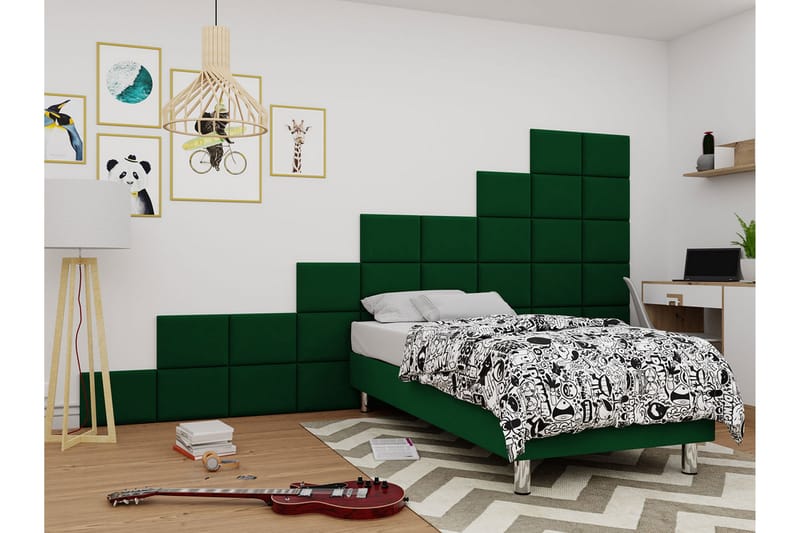 Kontinentalsäng Forenza 90x200 cm+Panel 40 cm - Grön - Möbler - Säng - Komplett sängpaket
