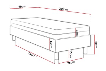Kontinentalsäng Forenza 90x200 cm+Panel 40 cm - Rosa - Möbler - Säng - Komplett sängpaket
