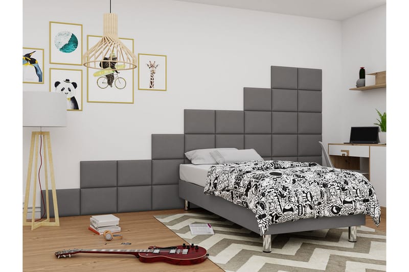 Kontinentalsäng Forenza 90x200 cm+Panel 40 cm - Grå - Möbler - Säng - Komplett sängpaket