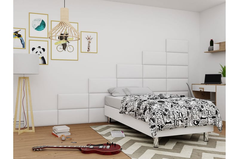 Kontinentalsäng Forenza 90x200 cm+Panel 60 cm - Vit - Möbler - Säng - Komplett sängpaket