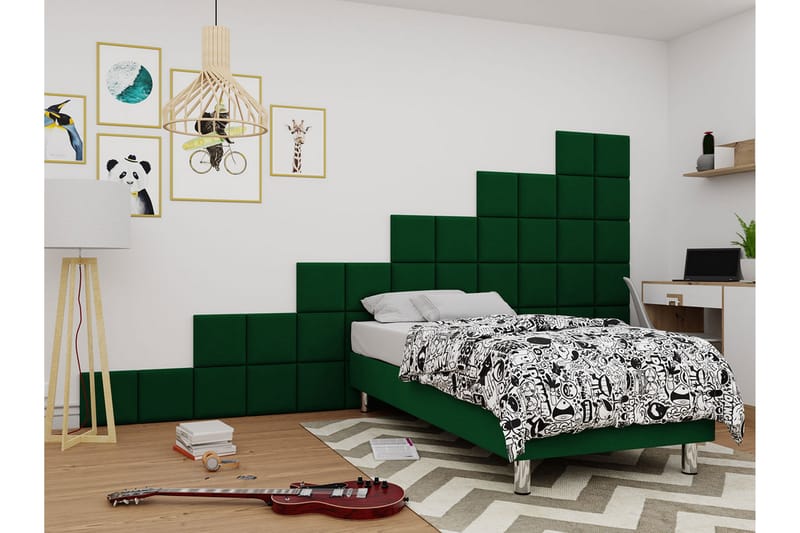 Kontinentalsäng Forenza 90x200 cm+Panel 30 cm - Grön - Möbler - Säng - Komplett sängpaket