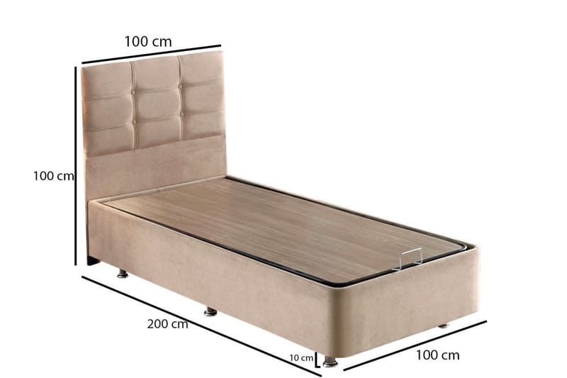Kontinentalsäng Tizapan 100x200 cm - Ljusbrun - Kontinentalsäng - Komplett sängpaket