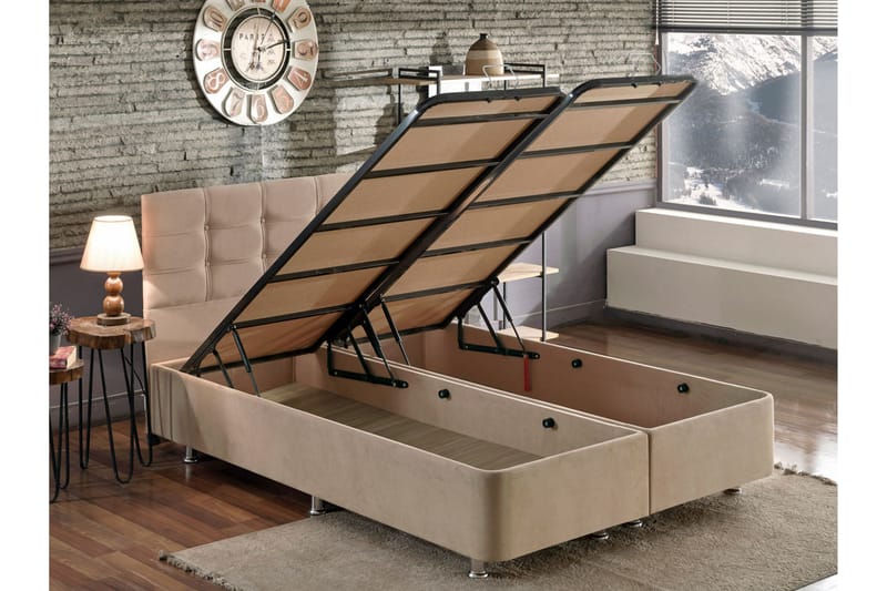 Kontinentalsäng Tizapan 90x190 cm - Ljusbrun - Möbler - Säng - Komplett sängpaket