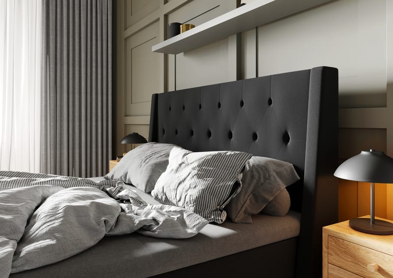 Komplett Sängpaket Langham 180x200 cm Svart - Svart - Kontinentalsäng - Dubbelsäng - Komplett sängpaket