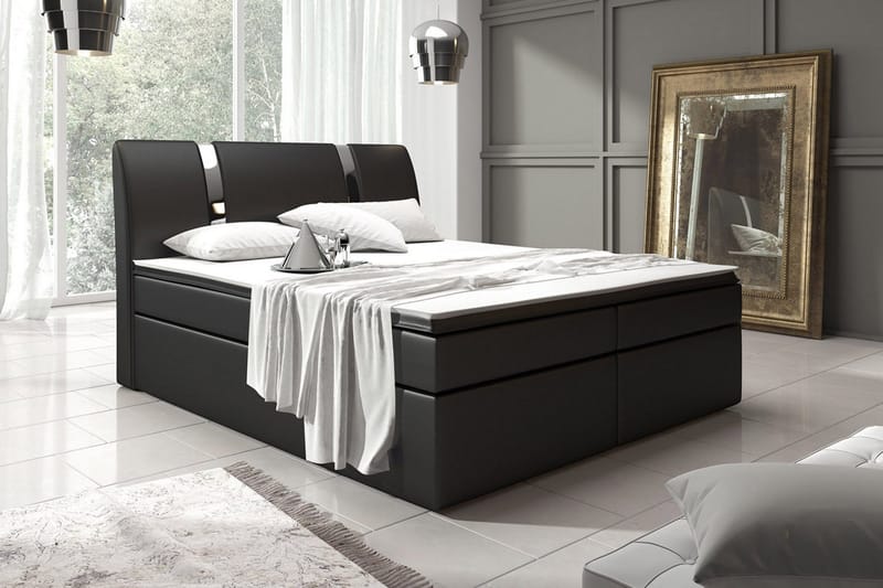 Modena Sängpaket 160x200 med Förvaring Slät Gavel - Svart - Möbler - Säng - Komplett sängpaket