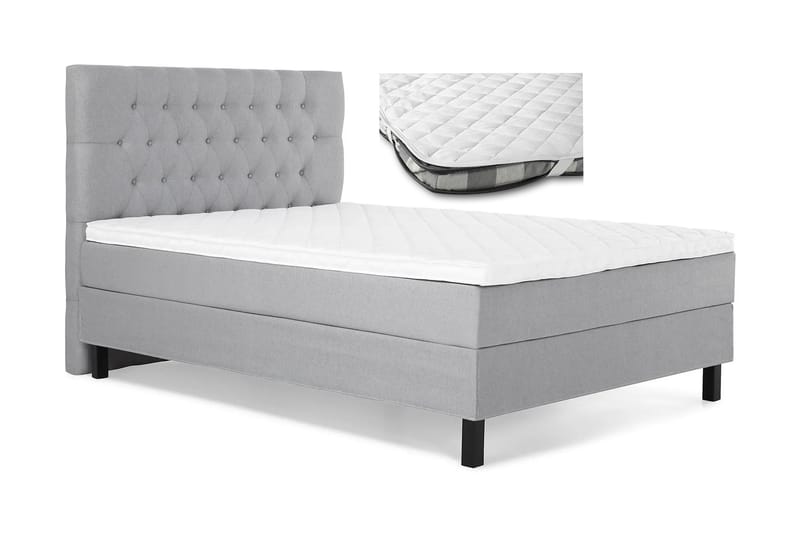 Komplett Sängpaket Olivia 120x200 Diamant Sänggavel Ljusgrå + Madrasskydd - Skum - Möbler - Säng - Kontinentalsäng