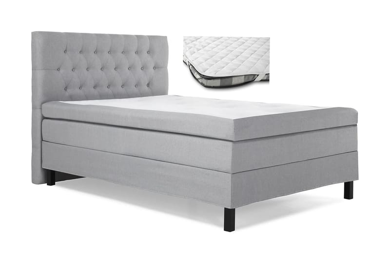 Komplett Sängpaket Olivia 140x200 Diamant Sänggavel Ljusgrå + Madrasskydd - Polyeter - Möbler - Säng - Kontinentalsäng