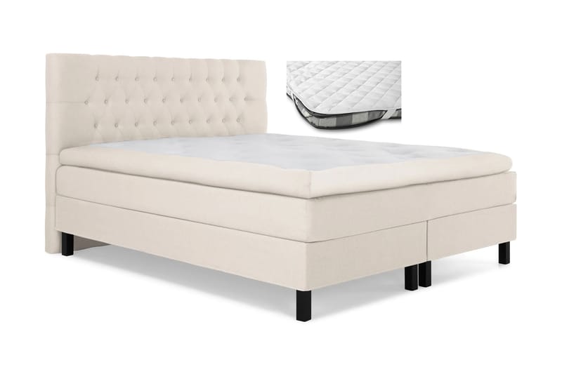 Komplett Sängpaket Olivia 160x200 Diamant Sänggavel Beige + Madrasskydd - Polyeter - Möbler - Säng - Kontinentalsäng