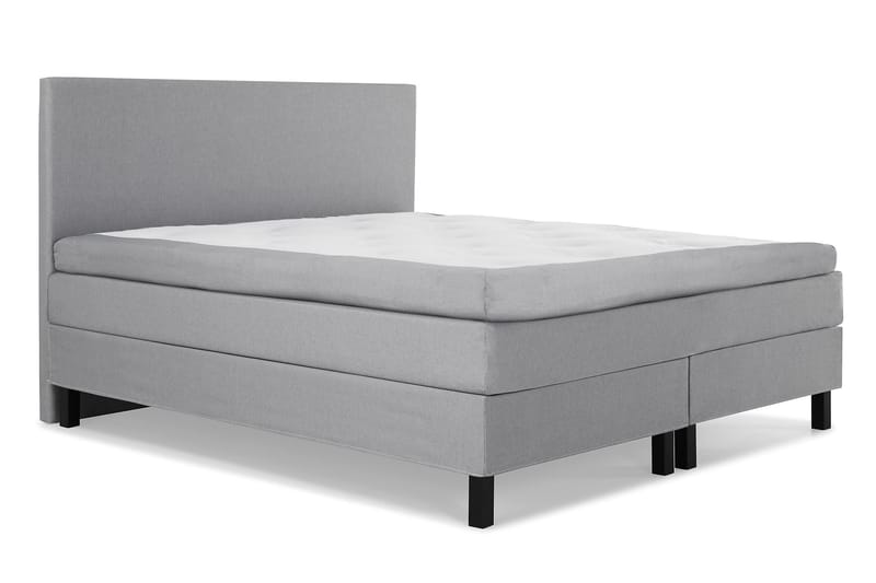 Komplett Sängpaket Olivia 160x200 Slät Sänggavel Ljusgrå - Polyeter - Komplett sängpaket - Kontinentalsäng - Dubbelsäng