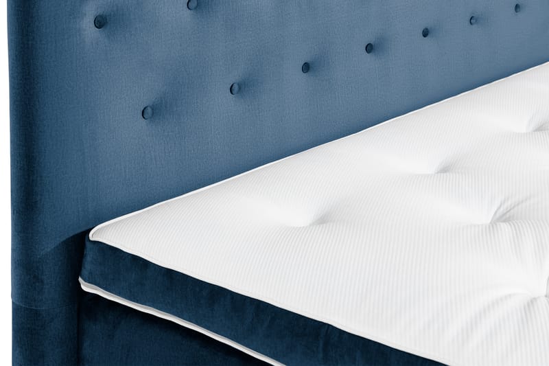 Komplett Sängpaket Rebeca 120x200 cm Knapp Gavel - Mörkblå|Sammet - Komplett sängpaket - Kontinentalsäng
