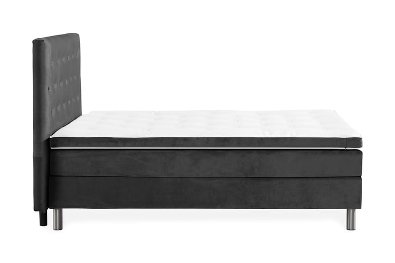 Komplett Sängpaket Rebeca 120x200 cm Knapp Gavel - Mörkgrå|Sammet - Kontinentalsäng - Komplett sängpaket