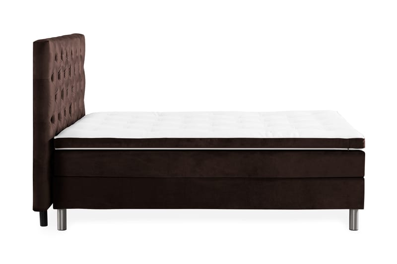 Komplett Sängpaket Rebeca 140x200 cm Djuphäftad Gavel - Brun|Sammet - Kontinentalsäng - Komplett sängpaket