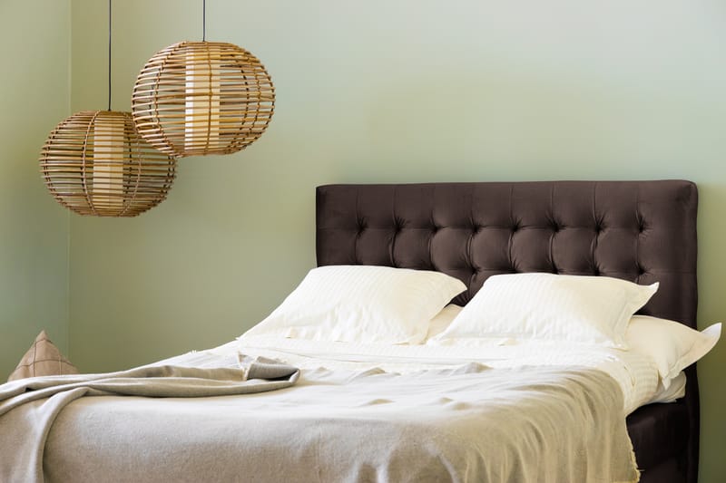 Komplett Sängpaket Rebeca 140x200 cm Rutig Gavel - Brun|Sammet - Kontinentalsäng - Komplett sängpaket