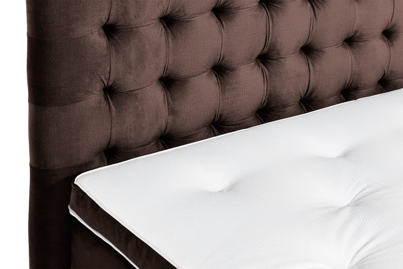 Komplett Sängpaket Rebeca 140x200 cm Rutig Gavel - Brun|Sammet - Kontinentalsäng - Komplett sängpaket