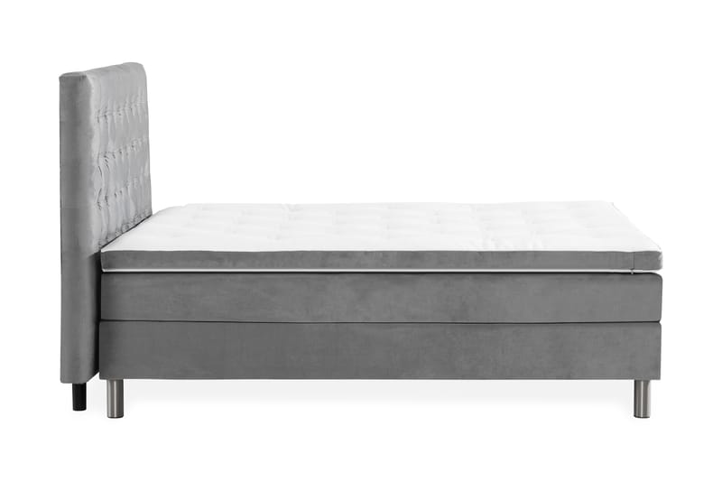 Komplett Sängpaket Rebeca 140x200 cm Rutig Gavel - Ljusgrå|Sammet - Kontinentalsäng - Komplett sängpaket