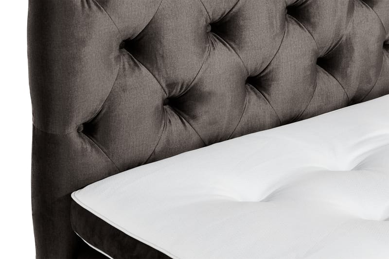 Komplett Sängpaket Rebeca 90x200 cm Djuphäftad Gavel - Mörkgrå|Sammet - Kontinentalsäng - Enkelsäng - Komplett sängpaket
