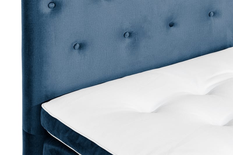 Komplett Sängpaket Rebeca 90x200 cm Knapp Gavel - Mörkblå|Sammet - Kontinentalsäng - Enkelsäng - Komplett sängpaket