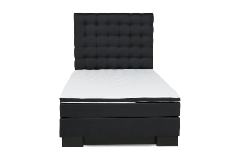 Komplett Sängpaket Romance Lyx 120 cm Svart PU - Svart Sockel - Kontinentalsäng - Komplett sängpaket