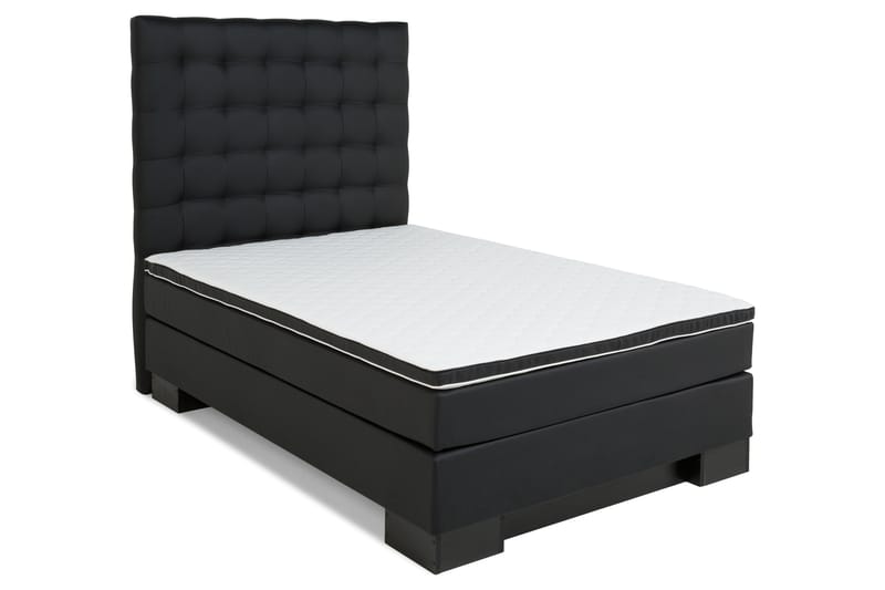 Komplett Sängpaket Romance Lyx 120 cm Svart PU - Svart Sockel - Kontinentalsäng - Komplett sängpaket