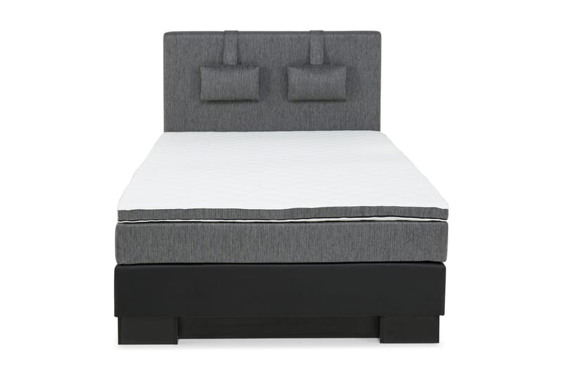 Komplett Sängpaket Romance Lyx 120x200 Konstläder/Tyg Sockel - Svart|Ljusgrå - Kontinentalsäng - Enkelsäng - Komplett sängpaket