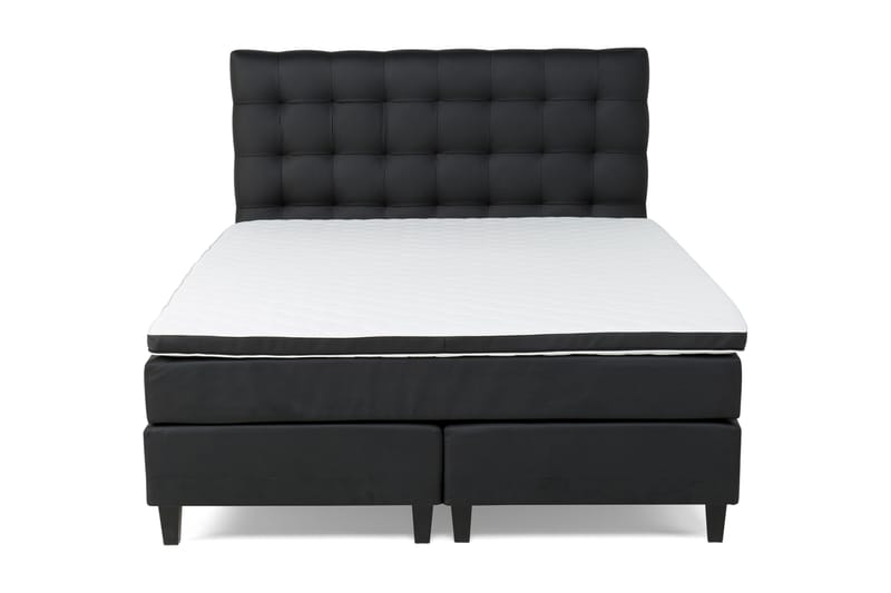 Komplett Sängpaket Romance Lyx 160x200 Konstläder - Svart - Kontinentalsäng - Dubbelsäng - Komplett sängpaket