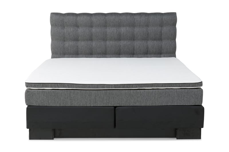 Komplett Sängpaket Romance Lyx 180x200 Konstläder/Tyg Sockel - Svart|Ljusgrå - Komplett sängpaket - Kontinentalsäng - Dubbelsäng