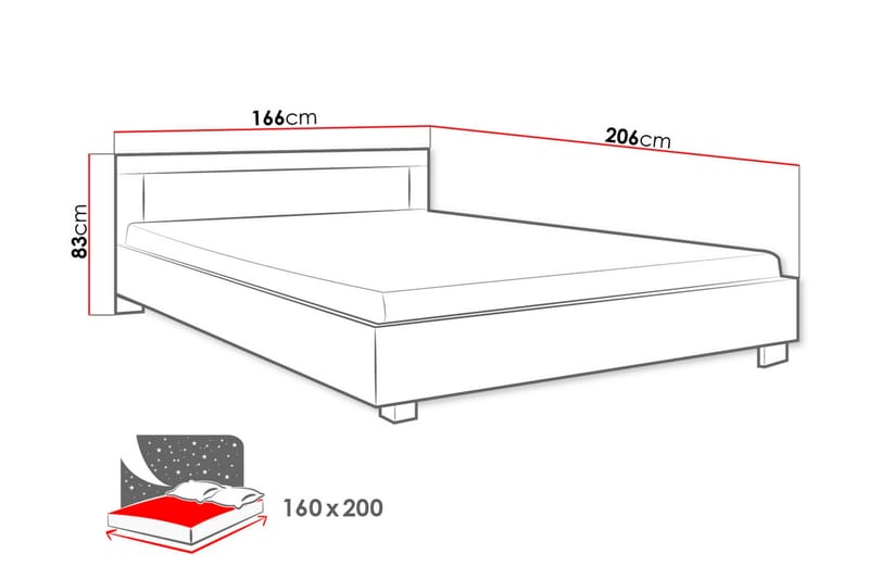 Säng & madrass Cezar 206x146x83 cm - Beige/Vit - Ramsäng - Komplett sängpaket